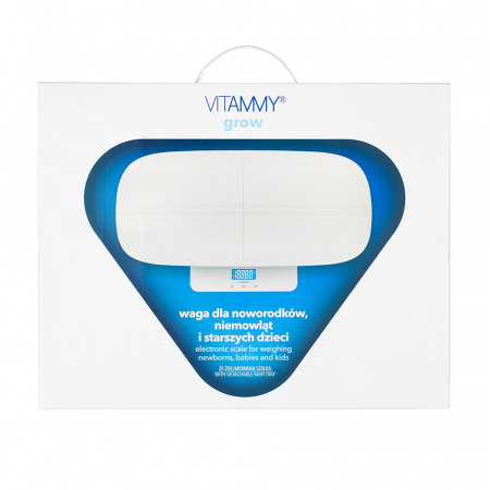 Cantar electronic Vitammy Grow, pentru nou-nascuti, sugari, copii si adulti, tava detasabila, functie HOLD, ecran LCD, greutate maxima 100 kg [5]
