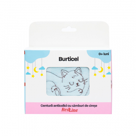 Centura anticolici cu samburi de cirese RedLine Burticel, utilizare versatila cald sau rece, saculet detasabil cu samburi de cirese 100% naturali, Bleu [11]