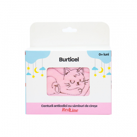 Centura anticolici cu samburi de cirese RedLine Burticel, utilizare versatila cald sau rece, saculet detasabil cu samburi de cirese 100% naturali, Roz [12]