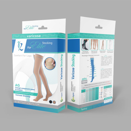 Ciorapi compresivi medicinali ForElite AG, pana la coapsa, cu varf deschis, ofera suport si confort in afectiuni venoase de severitate medie, marime XL, Negru [2]