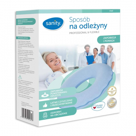 Colac gonflabil Sanity, pentru prevenirea escarelor de decubit, din cauciuc, cu husa detasabila placuta la atingere, Bleu [2]