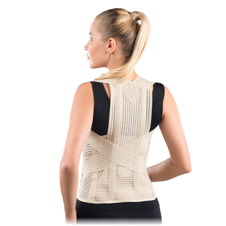 Suporturi ortopedice si orteze - Corset Hessing VitalMed, pentru sustinerea coloanei vertebrale toracolombare, din material elastic antiperspirant, cu benzi multiple, inchidere cu scai, circumferinta 105 - 125 cm