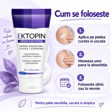 Crema Solinea Ektopin, cu ectoina, pentru piele sensibila, uscata si atopica, hidratare si calmare, 50 ml [2]