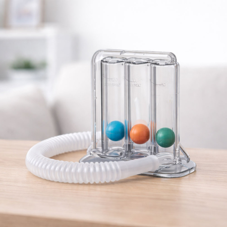 Dispozitiv de reabilitare respiratorie, spirometru RedLine PulmoTrainer, pentru exercitii de respiratie si antrenare pulmonara, trei camere, Alb [1]