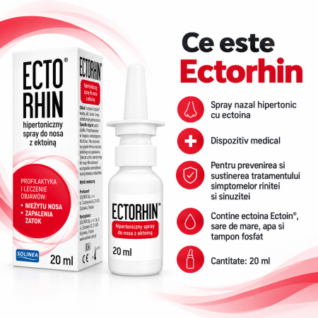 Spray nazal hipertonic Solinea Ectorhin, cu ectoina, pentru rinita si sinuzita, 20 ml [1]