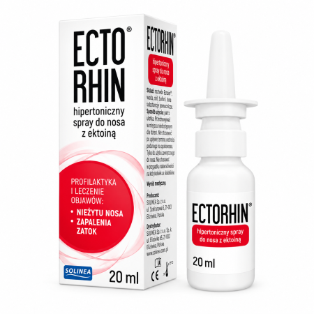 Ser fiziologic si solutii saline - Spray nazal hipertonic Solinea Ectorhin, cu ectoina, pentru rinita si sinuzita, 20 ml