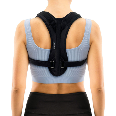 Suporturi ortopedice si orteze - Ham de memorie Ortholand ML-1003, pentru corectarea posturii, din material textil elastic, ajustabil, usor de purtat, atela paravertebrala metalica, circumferinta intre 70 si 120 cm