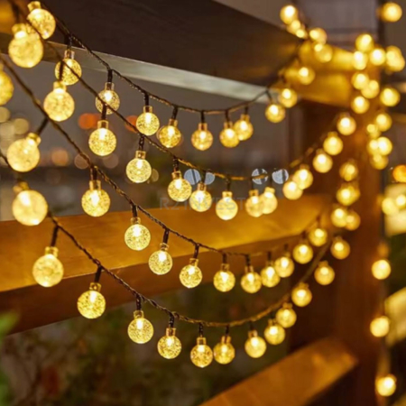 Instalatie luminoasa solara tip globuri, pentru exterior, cu panou solar si baterie inclusa, lumina calda decorativa, 11.8 m 50 leduri [1]