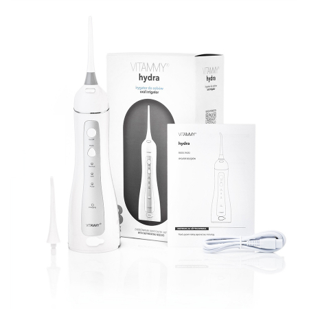 Irigator oral/ dus bucal Vitammy Hydra, profesional, 3 moduri de functionare, rezistent la apa, 2 duze, Alb [5]