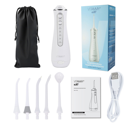 Irigator oral/ dus bucal Vitammy eJET, 4 moduri de functionare, 5 duze interschimbabile, reincarcare prin USB, functia GentleStart si SmartTimer, rezervor 200 ml [7]
