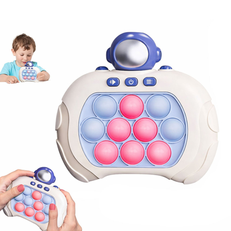 Consola Pop It electronica, pentru copii, anti-stres, portabil, 4 moduri de joc, astronaut albastru, Albastru [2]