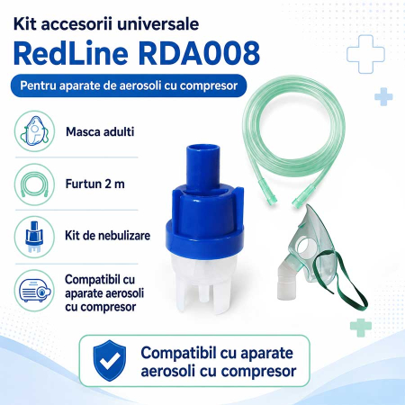 Kit accesorii universale RedLine RDA008, pentru aparate de aerosoli cu compresor, masca adulti, furtun 2 m, kit de nebulizare [1]