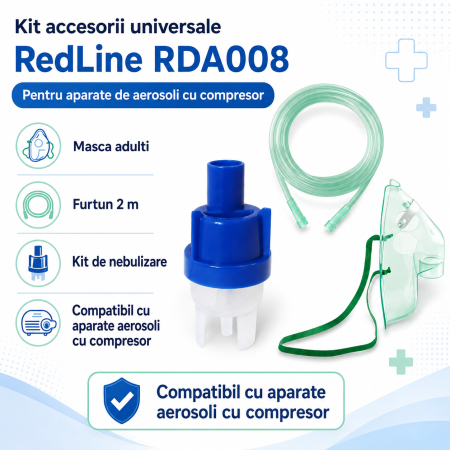 Kit accesorii universale RedLine RDA008, pentru aparate de aerosoli cu compresor, masca adulti, furtun 2 m, kit de nebulizare [1]