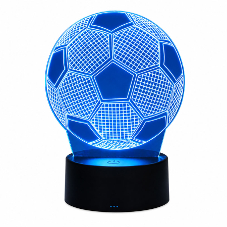 Electrocasnice mici si accesorii - Lampa LED 3D, forma minge de fotbal, cu telecomanda, schimbarea modurilor de iluminare si a culorilor, reglarea intensitatii luminii, buton tactil, alimentare USB si baterii, Albastru