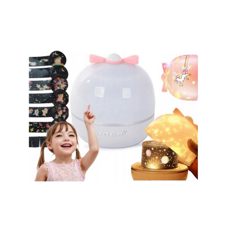 Lampa proiector LED copii, 10 teme de iluminare si 10 sunete ambientale linistitoare, functia de reglare a intensitatii luminii, telecomanda wireless, alimentare USB sau baterii [4]