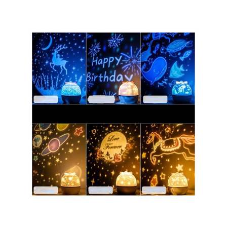 Lampa proiector LED copii, 10 teme de iluminare si 10 sunete ambientale linistitoare, functia de reglare a intensitatii luminii, telecomanda wireless, alimentare USB sau baterii [2]