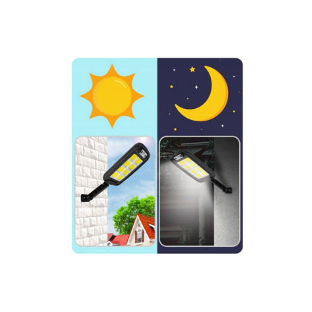 Lampa solara stradala, panou LED cu 120 de diode COB pentru suprafete de pana la 50 m2, senzor de miscare, 3 moduri de functionare, rezistenta la apa IP65, pana la 8 ore [2]