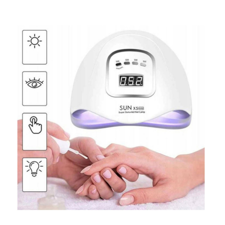 Lampa UV LED unghii X5 Max, 25W, display digital, sistem anti-reflexie, 4 timere, pentru geluri si oja semipermanenta, Alb [4]