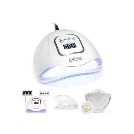 Electrocasnice & climatizare - Lampa UV LED unghii X5 Max, 25W, display digital, sistem anti-reflexie, 4 timere, pentru geluri si oja semipermanenta, Alb