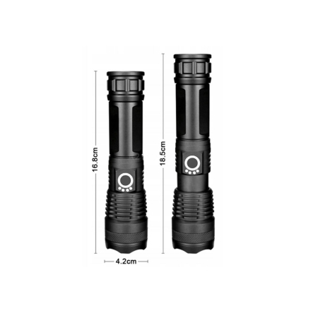Lanterna LED reincarcabila XHP50, 5000 lumeni, 5 moduri de iluminare, zoom reglabil, baterie 18650 2200mAh, rezistenta la apa, USB, 16.5x4x4 cm [1]
