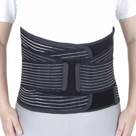 Suporturi ortopedice si orteze - Lombostat VitalMed B8, pentru sustinerea eficienta a spatelui si a coloanei lombosacrale, material elastic, respirabil, 4 atele metalice, perna triunghiulara detasabila, marimea XL