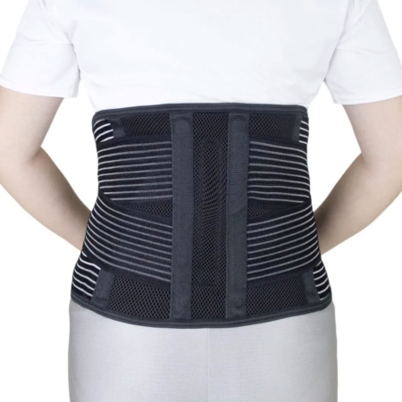 Lombostat VitalMed B8, pentru sustinerea eficienta a spatelui si a coloanei lombosacrale, material elastic, respirabil, 4 atele metalice, perna triunghiulara detasabila, marimea XL [1]