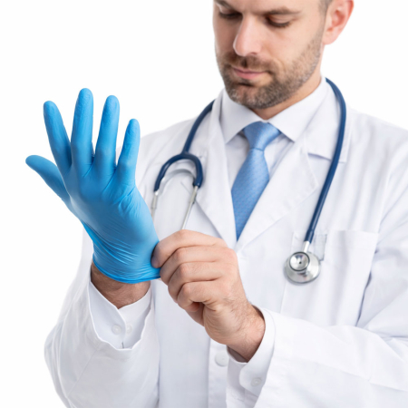 Manusi nitrilice Velo Nitrile Blue M, fara pudra, nesterile, microtextura pe degete, ambidextre, pentru uz medical si alimentar, 100 bucati [3]