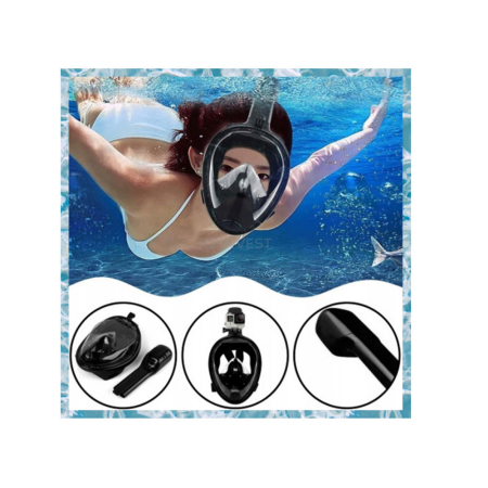 Set snorkeling, masca full face, tub de respiratie, sac de depozitare, dopuri pentru urechi, garnitura suplimentara, suport pentru camera GoPro, pliabila [3]