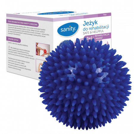 Consumabile medicale - Minge Sanity Safe & Helpful, 2 in 1, pentru reabilitare si masaj, 10 cm, tip arici, Bleumarin