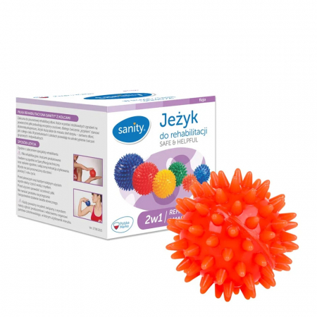 Consumabile medicale - Minge Sanity Safe & Helpful, 2 in 1, pentru reabilitare si masaj, 5.5 cm, tip arici, Portocaliu