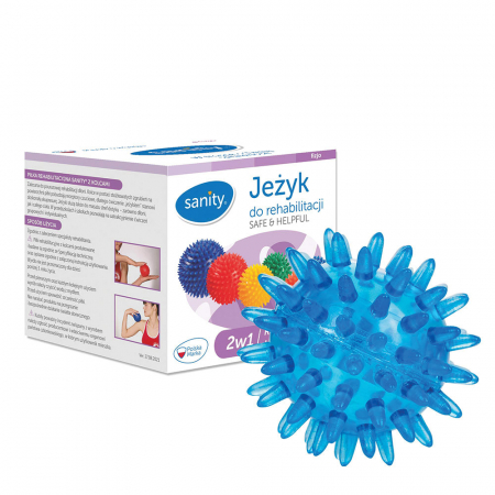 Consumabile medicale - Minge Sanity Safe & Helpful, 2 in 1, pentru reabilitare si masaj, 6 cm, tip arici, Albastru