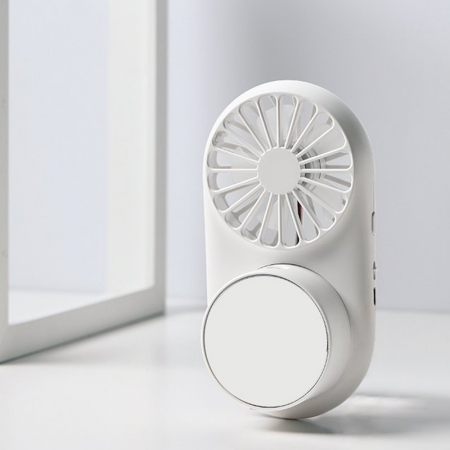 Mini ventilator portabil 3 in 1 Vitammy Dream Mist Mirror, functie de pulverizare fina, lampa cu oglinda integrata, snur pentru gat, incarcare USB, Alb [1]