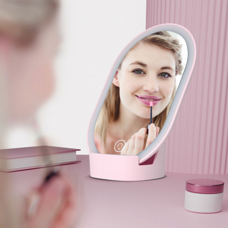 Oglinda cosmetica iluminata Vitammy Cindi, cu reglare in orice unghi, baza detasabila, cablu mini USB [11]
