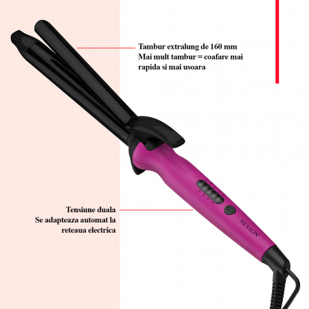 Ondulator de par Revlon Easy Heat RVIR1196E, tambur de 25 mm diametru si 160 mm lungime, 5 trepte de temperatura cu ghidaj inteligent TruGuard, tehnologie cu turmalina ceramica [2]