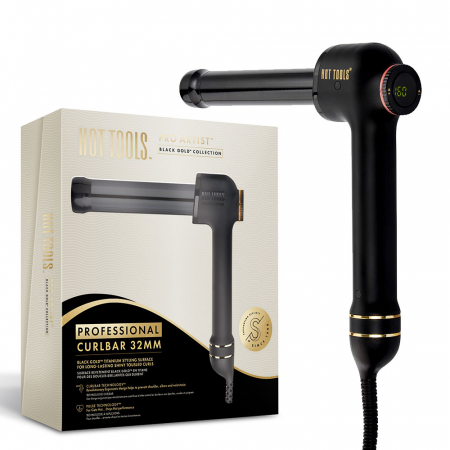 Ondulatoare - Ondulator Hot Tools Curlbar, Pro Artist Black Gold collection, 32 mm, 8 trepte de temperatura, invelis din titan, cronometru pentru bucle, HTCURL1110BG