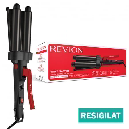Ondulator REVLON Wave Master – Jumbo Waver RVIR3056UKE, 3 cilindri extra mari, 30 setari temperatura, invelis ceramic cu turmalina, resigilat [0]