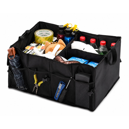 Organizator auto pentru portbagaj, din poliester gros rezistent si impermeabil, pliabil, 3 compartimente mari si 4 buzunare exterioare cu inchidere, 2 manere pentru transport, 56 x 40 x 26 cm [2]