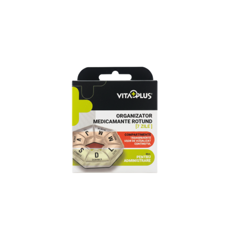 Organizator medicamente rotund VitaPlus, cu 7 compartimente, design compact si portabil [2]