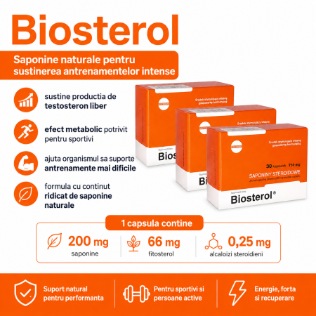 Pachet Megabol Biosterol, 3 buc plus Testosterol 3 buc, stimulare testosteron si hormon de crestere, inhibare estrogen [3]