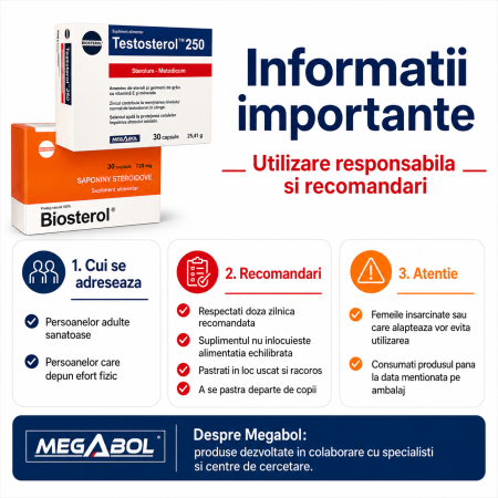 Pachet Megabol Biosterol plus Testosterol, stimulare testosteron si hormon de crestere, inhibare estrogen [4]