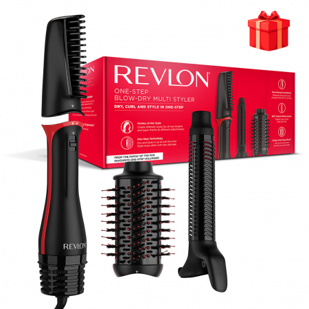 Uscatoare de par - Aparat de coafat multifunctional REVLON One-Step Blow-Dry Multi Styler RVDR5333E, 3 capete detasabile, 4 trepte temperatura, pentru toate tipurile si lungimile de par