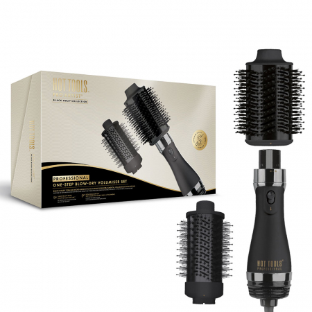 Perie electrica fixa multifunctionala Hot Tools One-Step Blow Dry Volumiser Set, Pro Artist Black Gold collection, 2 capete detasabile, 3 trepte de temperatura, HTDR1100BGUKE [0]