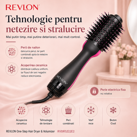 Perie electrica fixa REVLON One-Step Hair Dryer & Volumizer, RVDR5222E2, pentru par mediu si lung [2]
