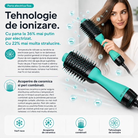 Perie electrica fixa REVLON One-Step Hair Dryer & Volumizer, RVDR5222TE TEAL [2]