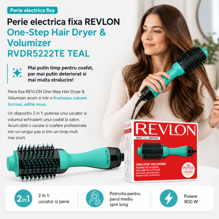 Perie electrica fixa REVLON One-Step Hair Dryer & Volumizer, RVDR5222TE TEAL [1]