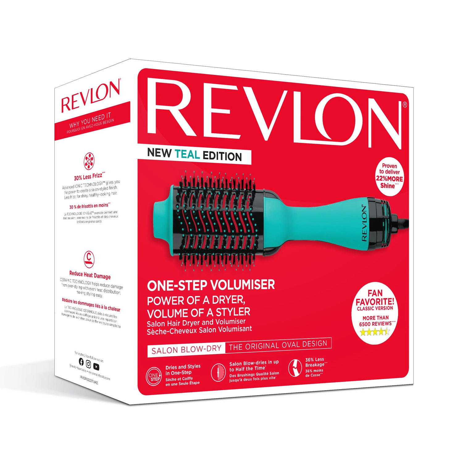 Perie electrica fixa REVLON One-Step Hair Dryer & Volumizer, RVDR5222TE TEAL, pentru par mediu si lung, Turcoaz, resigilata [8]