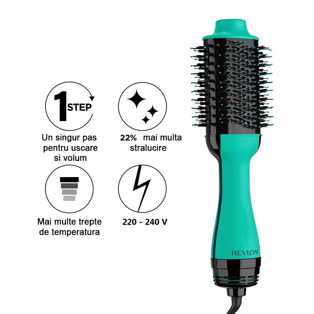 Perie electrica fixa REVLON One-Step Hair Dryer & Volumizer, RVDR5222TE TEAL, pentru par mediu si lung, Turcoaz, resigilata [4]