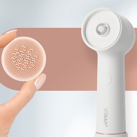 Perie rotativa de curatare a fetei Vitammy Softa, pentru fata, gat si decolteu, masaj, exfoliere, 400 rotatii/min., cap de perie din silicon interschimbabil [5]