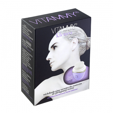 Perie sonica multifunctionala Vitammy Kleneo pentru ingrijirea fetei, 3 capete interschimbabile, 6 niveluri de intensitate, 3000 miscari pe minut, rezistenta la apa, Mov lavanda [6]