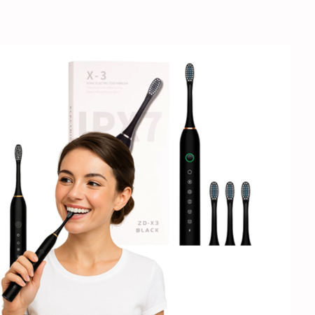 Periuta de dinti electrica sonica X3 Black, 6 moduri de functionare, 4 capete interschimbabile, peste 40.000 de vibratii pe minut, rezistenta la apa IPX7, incarcare USB, Negru [1]